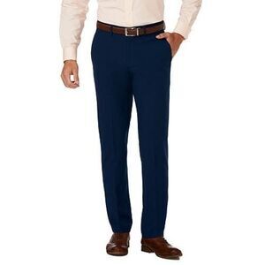 Haggar Premium Slim Dress Pants Mens 30x32 Blue Flex Waist Stretch NEW
